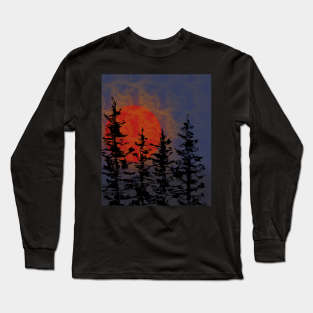 Full moon sunset in the trees #3 Long Sleeve T-Shirt